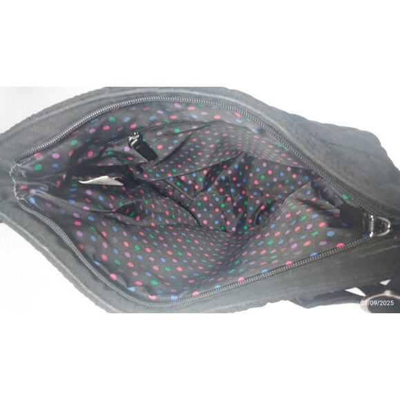 Vera Bradley Black Quilted Crossbody Bag & ID Holder Wallet 12"x11" - Picture 5 of 6